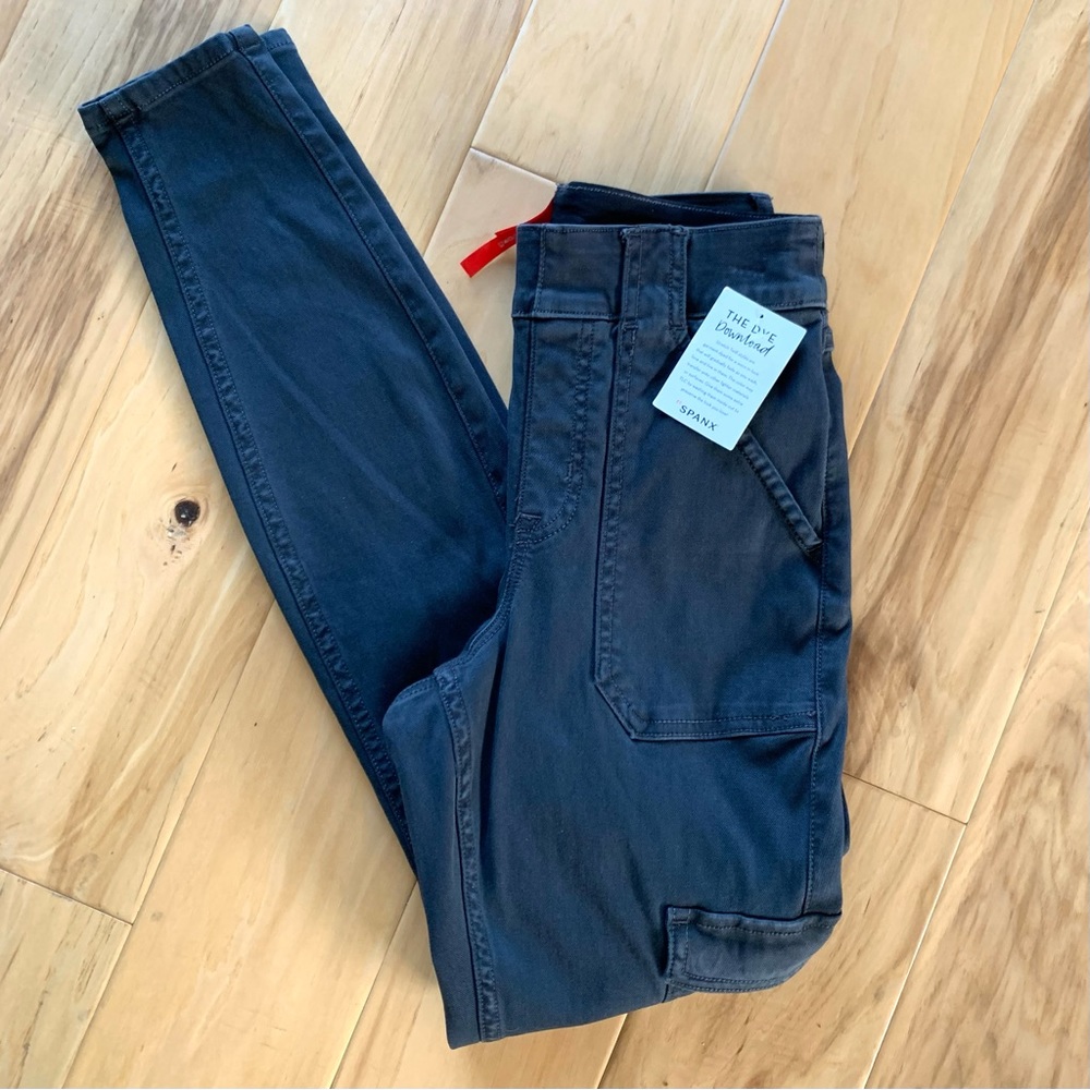 Spanx Pants Twill Cargo Legging Skinny Tummy Control Stretch Crop Gray Size XS